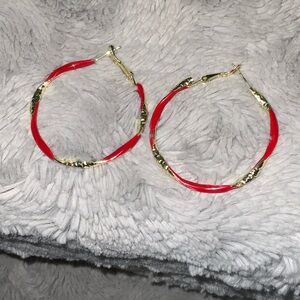 6/$20 Gold and Red Hoop Earrings